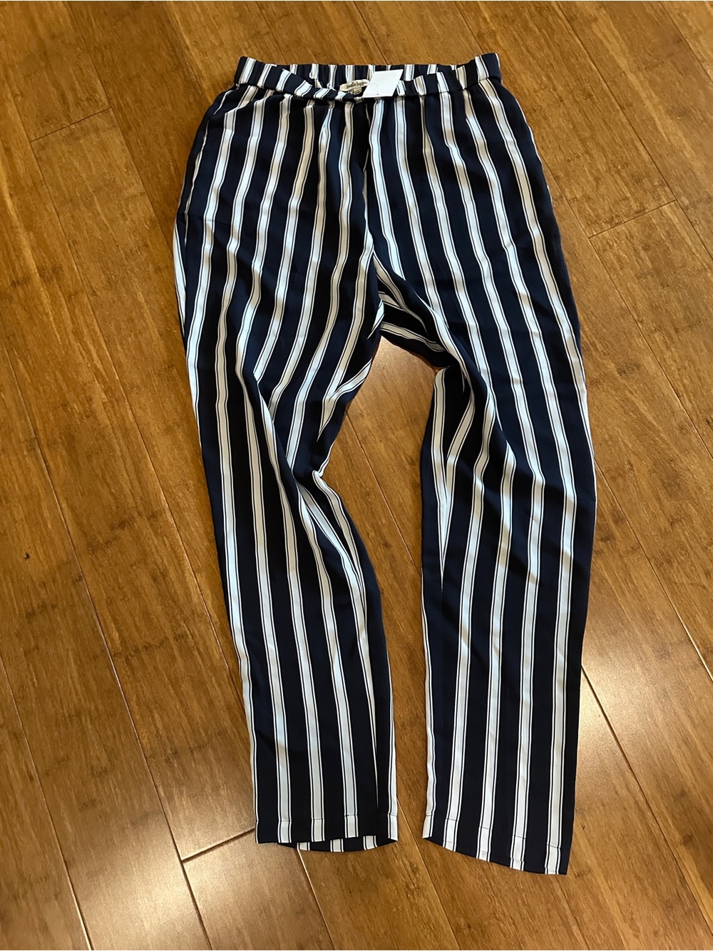 Haute Hippie Black and White Vertical Stripe Chinos